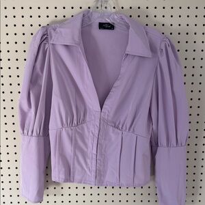 Elegant Lilac Puff Sleeve Blazer